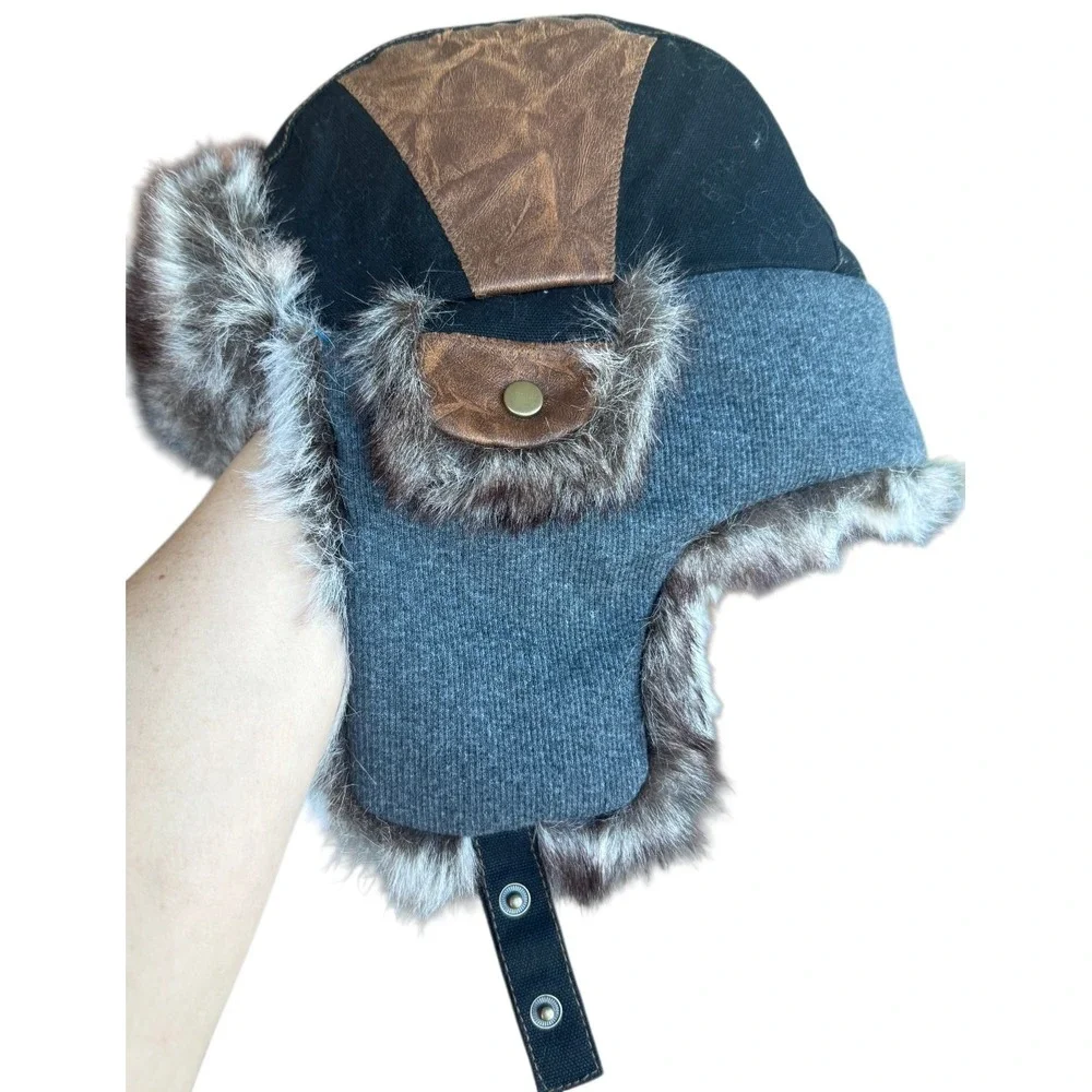 Unbranded Unisex Aviator Trapper Hat XXL Black Faux Fur Ear Flap Winter Ski Hun